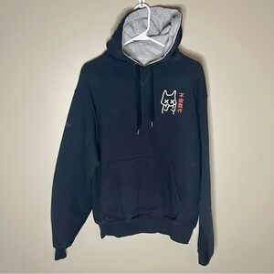 Triple Cat Deluxe Anxiety Cat Champion Hoodie with Embroidered Cat